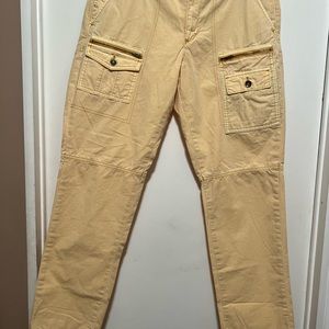 Hei Hei Anthropologie Yellow Cargo Pants Womens Size 30 Zipper Pockets.